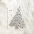 Silver glitter Christmas tree ornament with 15cm size marking on a white snowy background - 15CM / Set of 6 / Silver Christmas Tree 6pcs