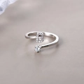 Adjustable S925 sterling silver ring with letter B charm and sparkling cubic zirconia - Letter B