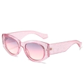Pink glitter oval frame sunglasses with purple gradient lenses and metal accents - Pink Glitter Frame Gradient Lens