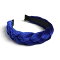 Braided velvet headband in deep blue with classic twisted rope design and non-slip lining - Sapphire Blue