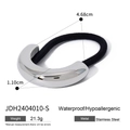 U-shaped silver stainless steel hair ring with black elastic band and size dimensions - Silver U-Shape Simple Style (JDH2404010-S)