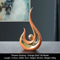 Abstract orange and gold ceramic phoenix sculpture, 14.5x6x28.5cm artistic home ornament - Phoenix Flight - Orange Gold High