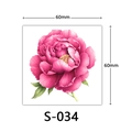Pink peony flower temporary tattoo sticker square design size 60x60mm model S-034 - Square Pink Peony Style (S-034)