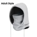 Pasamontañas de punto gris claro para adulto con forro polar y cordón ajustable - Gris para Adultos