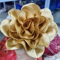 Handmade 19cm champagne gold satin flower brooch with elegant layered fabric petals - Khaki/Earth Yellow