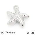 Polished silver starfish jewelry pendant with 17x16mm dotted texture for DIY designs - Silver Sea Star (KLJ9940-Z)