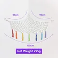 White woven triangular toy hammock with colorful tassels and hanging wall mounts - 130x95x95cm / Colorful Tassel