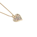 Collar con colgante de corazón dorado con circonitas de colores y cadena de caja fina - Zirconia de Varios Colores - Corazón