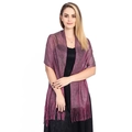 Elegant purple metallic thread shawl with fringe for weddings and evening parties - Rose Purple
