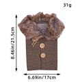 Brown herringbone Christmas wine bottle cover with faux fur collar and wood buttons - Herringbone Style / Brown