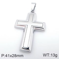 Colgante de cruz de acero inoxidable plateado bicolor, tamaño 41x28mm pulido - Colgante Color Acero Estilo A (KP116448-HR) / Solo Colgante