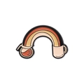 Retro coffee enamel pin featuring a kettle and cup connected by a colorful rainbow - Rainbow Coffee Pot Style (QHXZ1762)