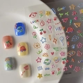 Stickers ongles 3D en relief avec étoiles, nuages et chiens colorés sur ongles - Animaux et voitures de dessins animés stéréoscopiques (FEB-586)