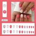 Oval rose pink press-on nails set with 24 pieces in solid, glitter, and gradient styles - W1017 Glitter Rose Pink