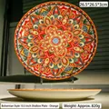 10.5-inch Bohemian ceramic dinner plate with colorful mandala pattern and 26.5cm diameter - 10.5 Inch Flat Plate / Orange