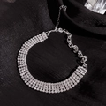 Silver choker necklace with four rows of rhinestones and chunky metal chain - No.6 Silver Spliced Chain Necklace