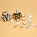 Vintage bronze flower earrings with marquise stones and silver butterfly earring backs - Thick Silver Plated / Silver