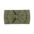 Dark green baby nylon headband with large soft bow for infants and toddlers - Dark Green