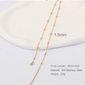 18K gold plated 304 stainless steel ball chain necklace with 1.5mm beads and 45cm length - Gold Large Ball Station Chain