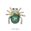 Baroque green enamel spider brooch in gold finish with crystal accents, size 2.2x2.4cm - Spider Style (TZ151 Clasp)