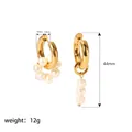 18K gold plated stainless steel asymmetric freshwater pearl hoop earrings for women - Asymmetric Pearl Dangle Style (YYE023192-3)