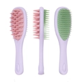 Spazzola per capelli viola a doppia faccia con setole rosa e denti verdi fini - Design A Blocchi Di Colore Su Entrambi I Lati (rosa + Viola + Verde).