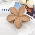 Matte light brown plumeria flower hair claw clip with frosted texture finish - Matte Flower Claw Clip Khaki
