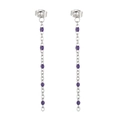 Titanium steel tassel drop earrings featuring purple resin beads on silver chain - Silver Purple Bead Style (KE109144-Z)