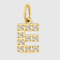 Gold plated letter E pendant with cubic zirconia inlay for custom DIY necklaces - Letter E