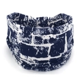 Bohemian elastic wide headband featuring a navy blue and white abstract brick pattern - EU 27