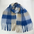 Soft blue and beige plaid winter scarf with fringe details in a high-quality textured finish - 3# (Blue Beige Plaid)