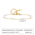 Elegant gold plated stainless steel bracelet featuring 3mm white imitation pearls - 3mm Mini Pearl Station (BR-1958G)