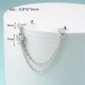 Silver chain earring with heart zircon and angel wing pendant for cartilage piercing - Style 3-Double Chain Heart / White