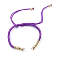 Handcrafted purple braided rope bracelet featuring five polished gold beads and adjustable cord - Bracelet: 42