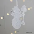 White glittery snowman ornament with shovel for Christmas tree decoration 11x8cm - Crystal Snowman (New)