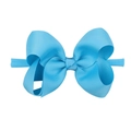 Soft elastic nylon headband for babies featuring a blue ribbed candy-colored ribbon bow - Bright Blue (7)