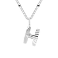Elegante zilveren roestvrijstalen ketting met een getextureerde letter H hanger - Letter H (H-Staalkleur)