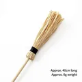 Mini straw witch broom decor with black ribbon, 40cm length, Halloween ornament - Broom No. 10