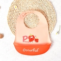 Waterproof silicone baby bib in orange gradient with cute pepper design and adjustable neck - Little Pepper