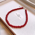 Elegante collana di perle rosse con chiusura in argento e catena estensibile in scatola - Sfera 10mm / Rosso