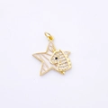 Pendentif licorne et étoile dorée avec pavé de zircons blancs et incrustation nacre - Licorne Étoile / Style 6