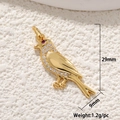 Pendentif oiseau doré avec cristaux, taille 29mm x 9mm, poids 1,2g par pièce - Oiseau Doré avec Zircone