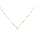Minimalist 18K gold letter B alphabet pendant necklace with thin cross chain for women - Gold B