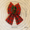 Large red plaid Christmas bow decoration with pine cones and berries, 45cm x 30cm size - 30cm / Red Plaid Bow