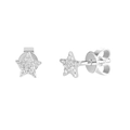 Dettaglio degli orecchini a stella in argento con cristalli di zircone pavé lucidi - Orecchini a lobo a stella a chrome punte argento con zirconi 24K (J0162-SS)