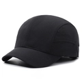 Classic black short brim baseball cap in quick-dry nylon for outdoor sports and sun protection - Adjustable / Black