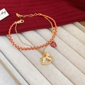 Detail of gold plated double-layer bracelet with red heart charm and rocking horse - Rocking Horse Heart Charm Double Layer Bracelet (Gold Plated)