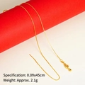 Adjustable gold box chain necklace with needle end pin for women, 0.09x45cm - Box Beaded Chain