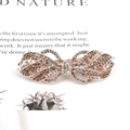 Barrette à cheveux nœud en strass Morandi en métal or rose avec cristaux champagne - Ruban / Gris foncé