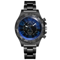 Orologio cronografo al quarzo da uomo con cinturino nero e quadrante blu luminoso - Blu